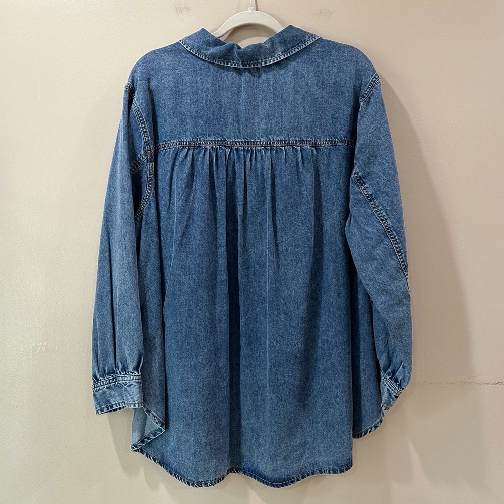 Jane And Delancey Tunic  Top Women Plus 2X Chambray Blue Lyocell Western 90s New - Picture 2 of 6